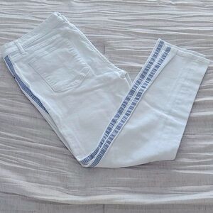 Tommy Hilfiger Tribeca Ankle White Jeans with Blue Stripes EUC Size 12